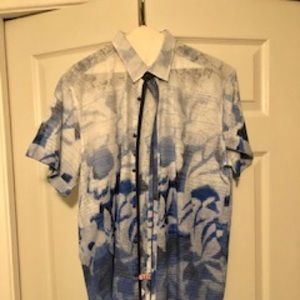 Like new Handsome ANG MAN blue & white men’s shirt 100% Cotton dry cleaned Sz XL